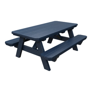 Amish Li'l Poly Picnic Table with Attached Benches in Patriot Blue