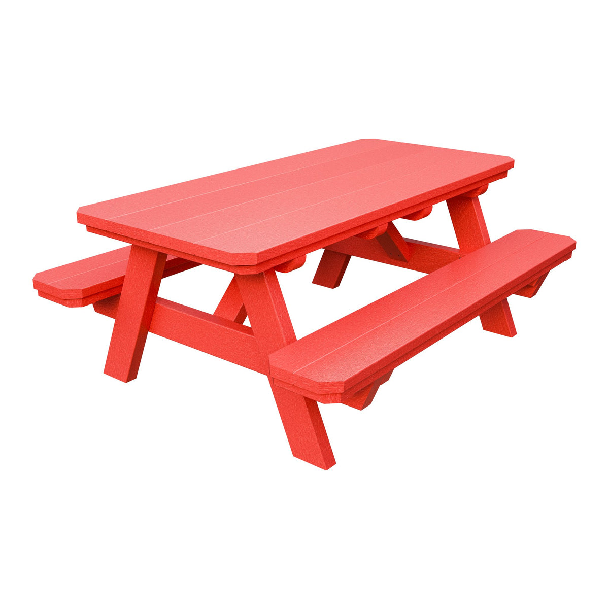 Amish Li'l Poly Picnic Table with Attached Benches in Red