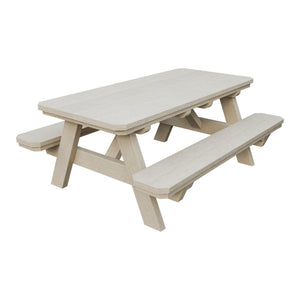 Amish Li'l Poly Picnic Table with Attached Benches in Seashell