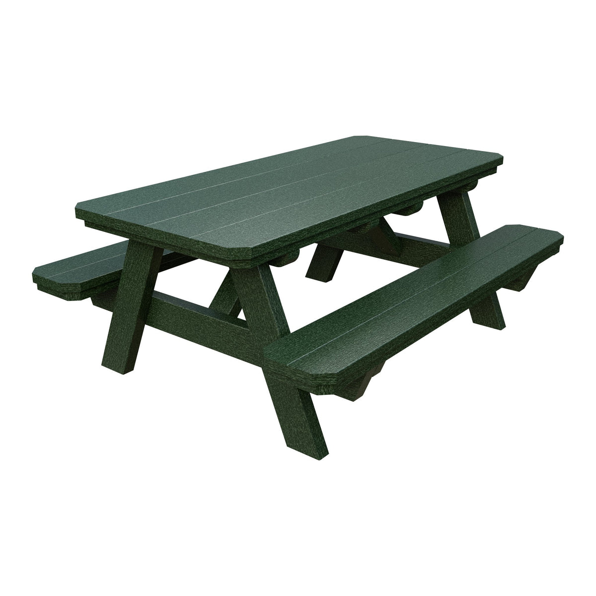 Amish Li'l Poly Picnic Table with Attached Benches in Turf Green