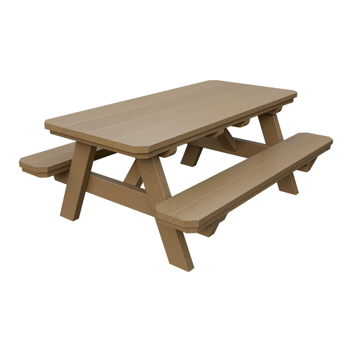 Amish Li'l Poly Picnic Table with Attached Benches in Weathered Wood
