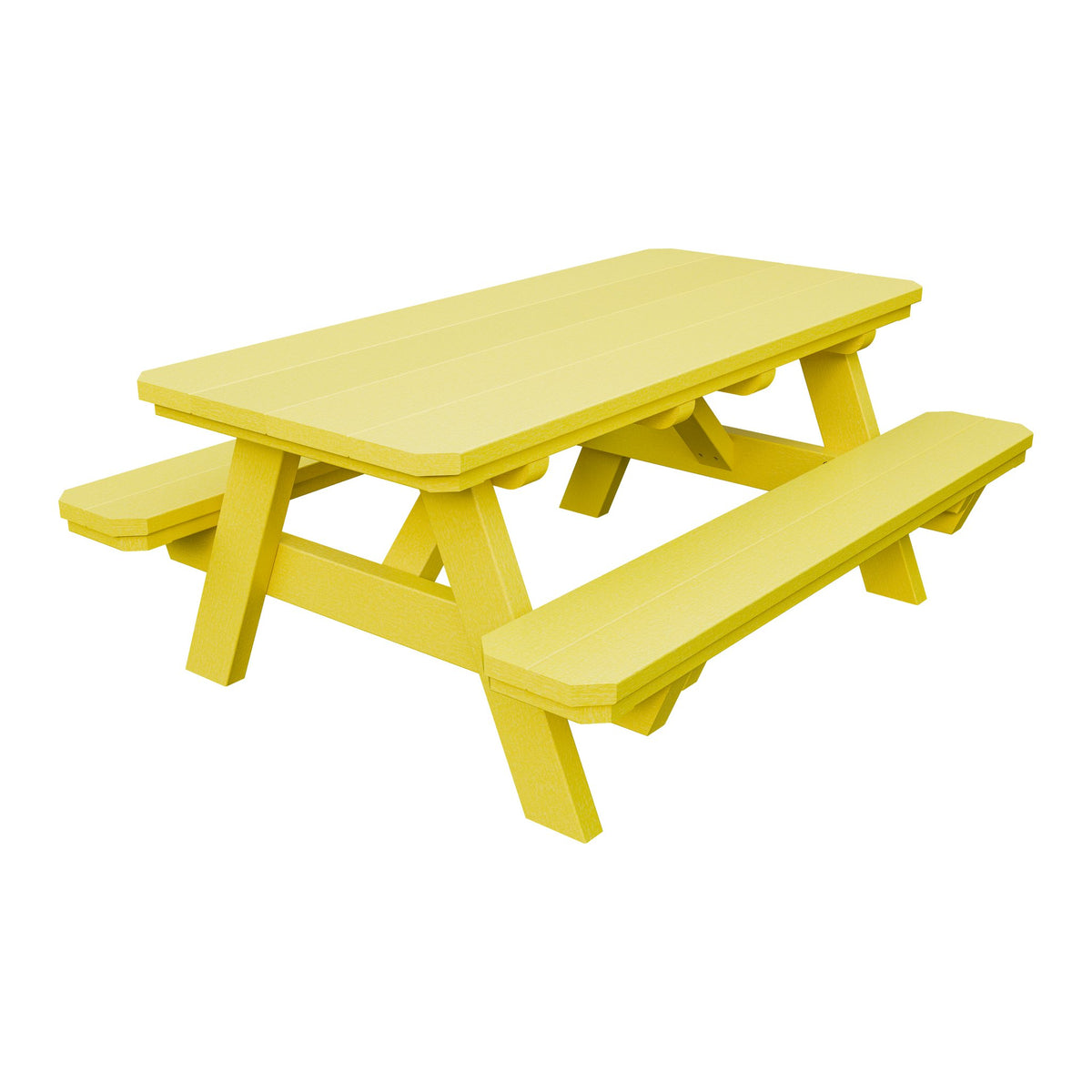 Amish Li'l Poly Picnic Table with Attached Benches in Lemon Yellow