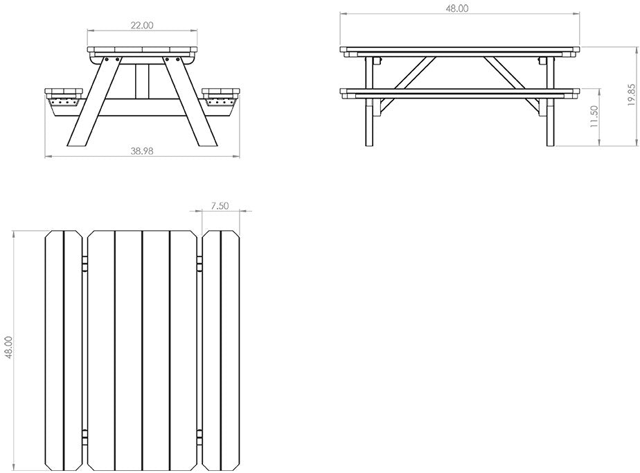 Amish Li'l Poly Picnic Table with Attached Benches