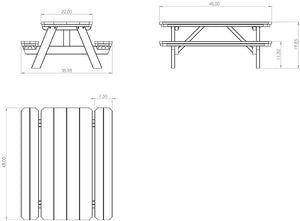 Amish Li'l Poly Picnic Table with Attached Benches