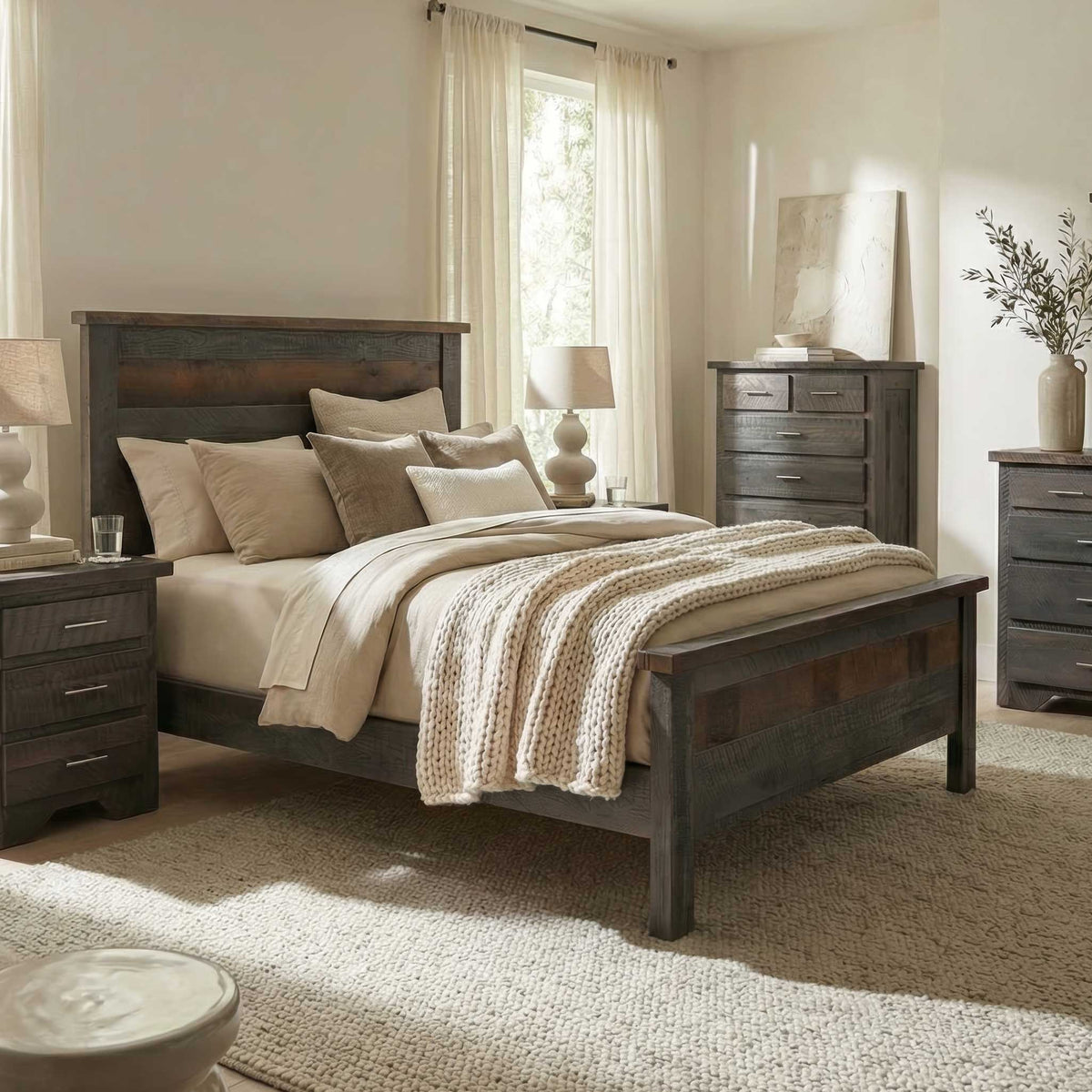 Amish Mayfair Rustic Barnwood 6pc Bedroom Set