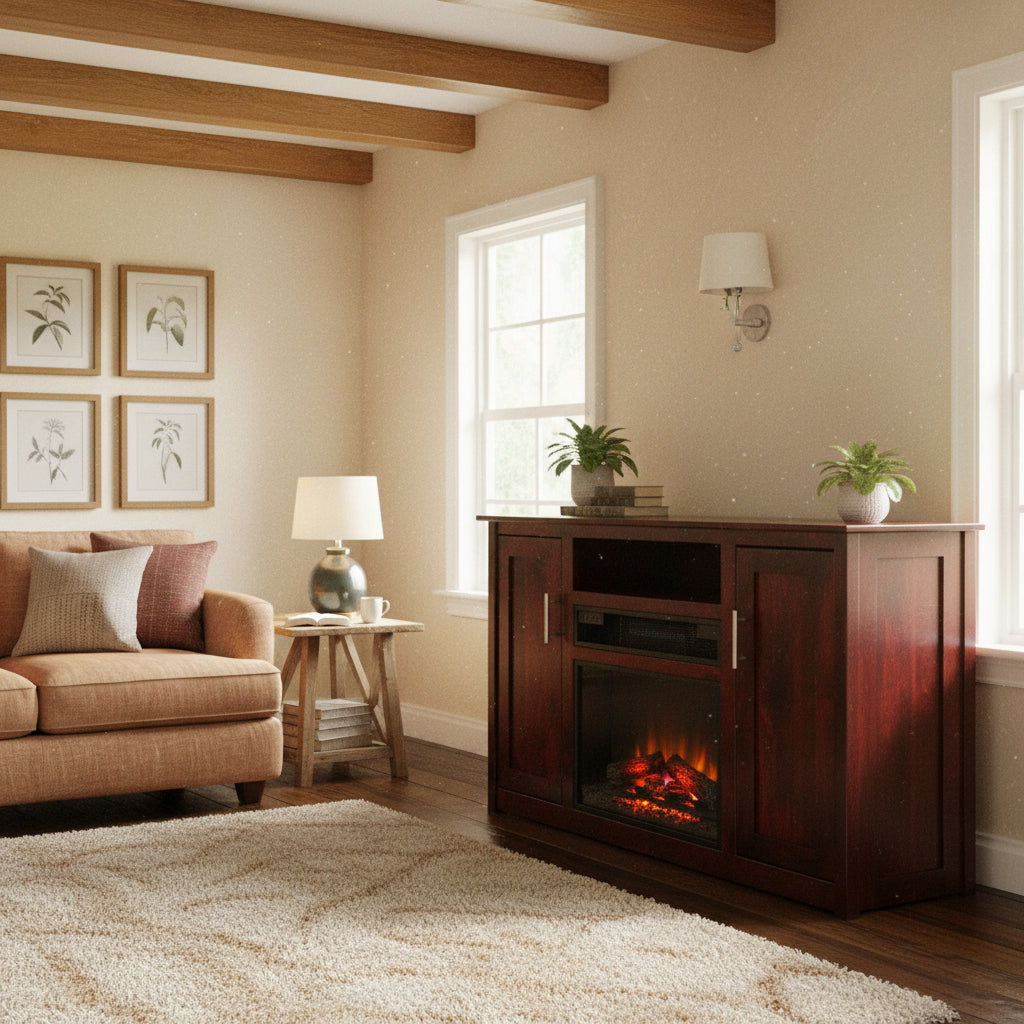 Amish 57" TV Stand with 23" Electric Fireplace