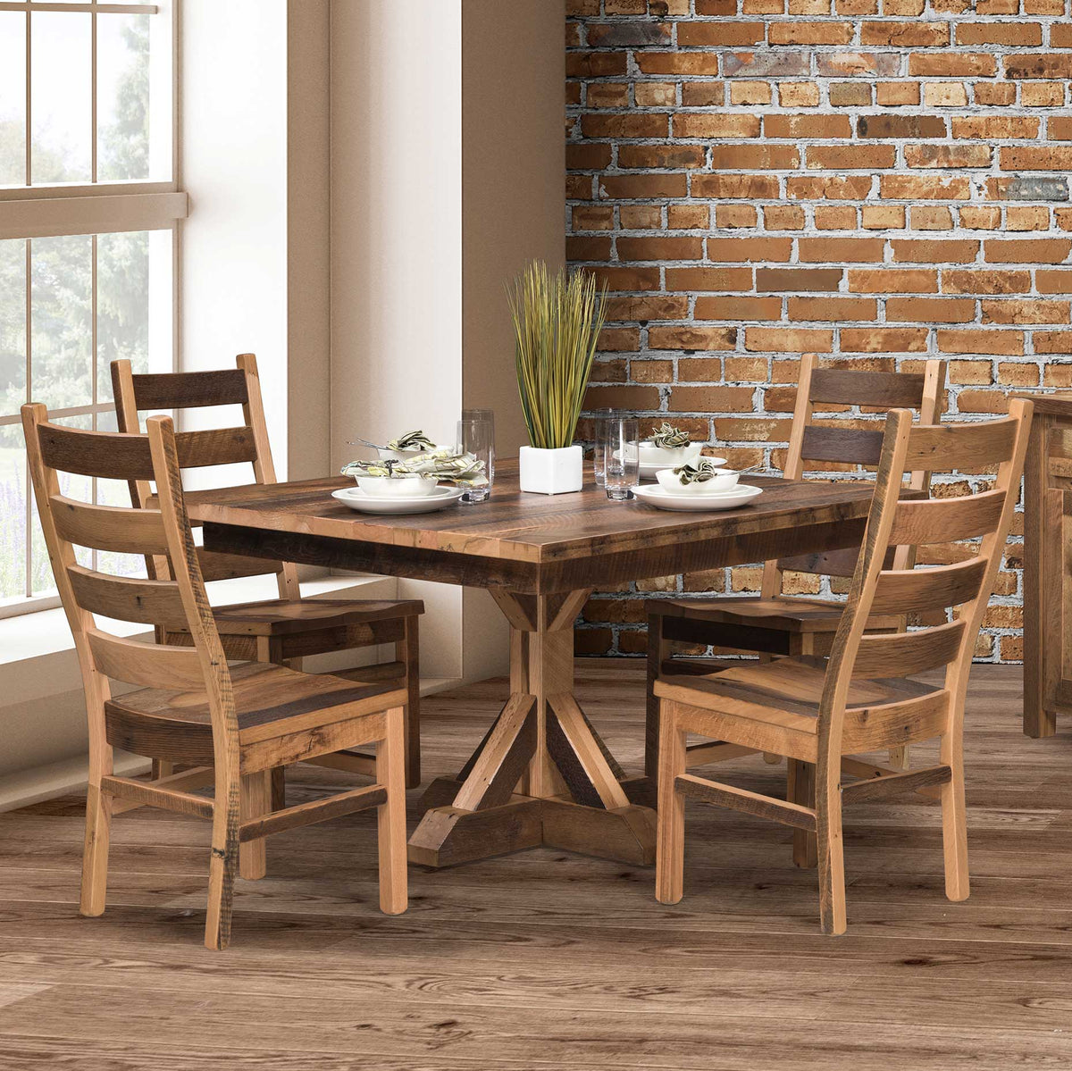 Amish Cromer Rustic Barnwood Extendable Top Table