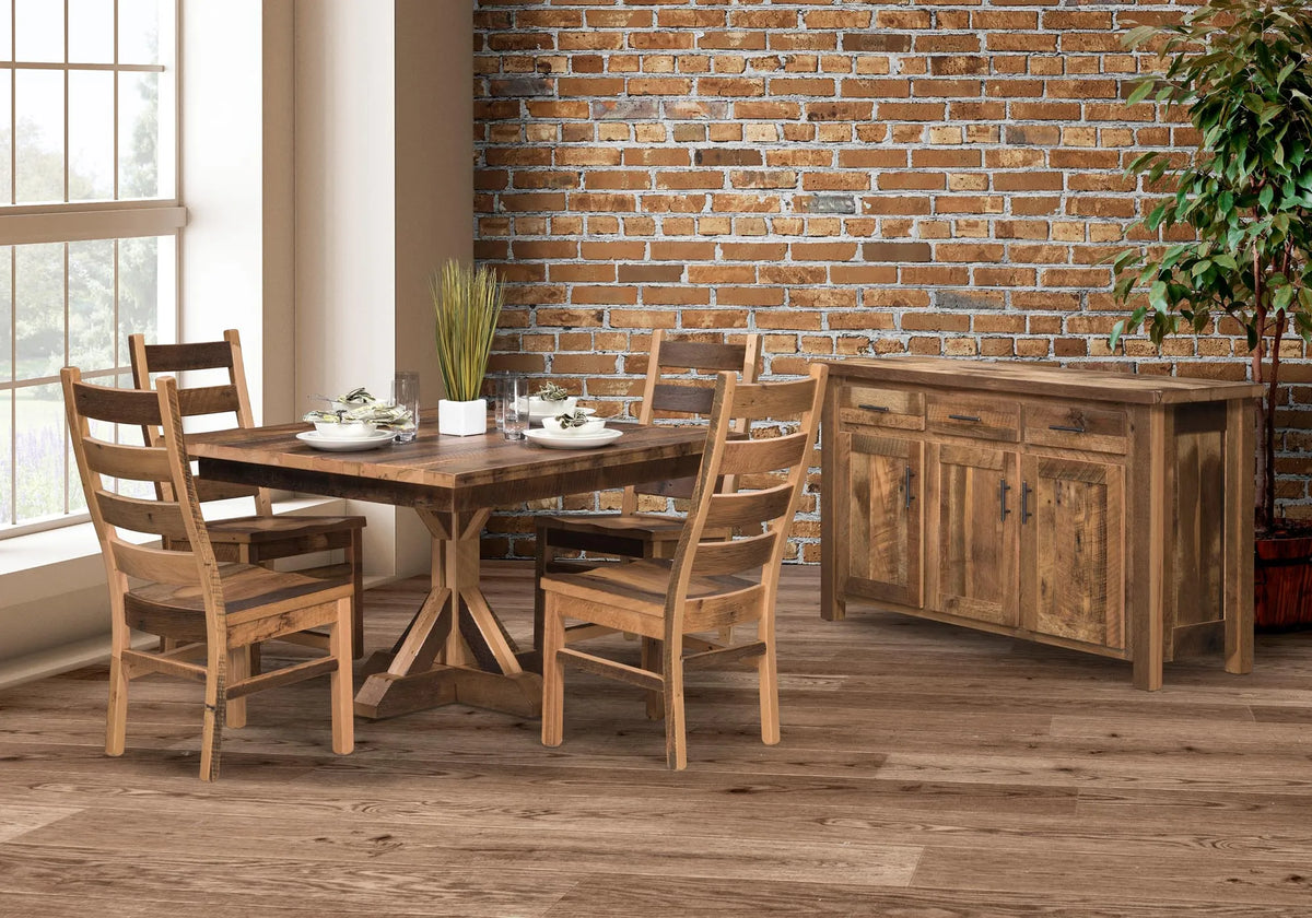 Amish Cromer Rustic Barnwood 5pc Dining Set