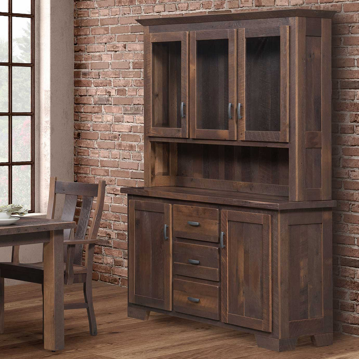 Amish Headington Rustic Barnwood Hutch