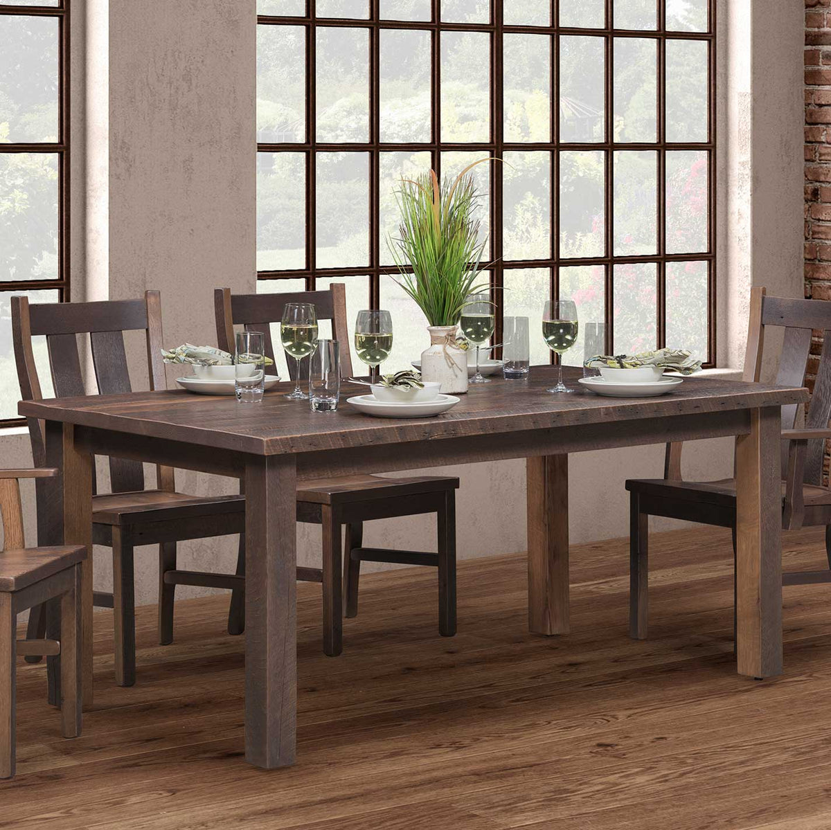 Amish Headington Rustic Barnwood Solid Top Table