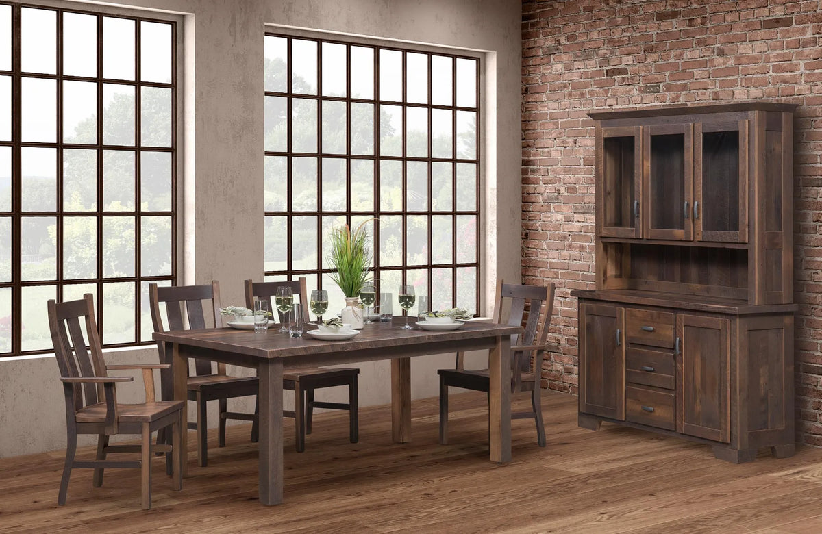 Amish Headington Rustic Barnwood 8pc Dining Set