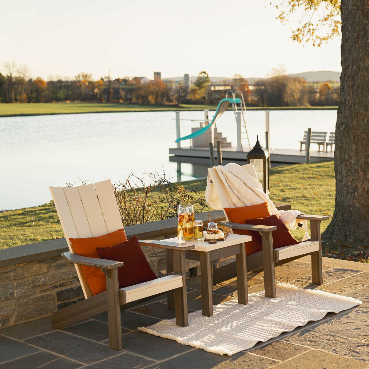 Amish Skyward Adirondack Poly Patio 2 Chair and Table Set