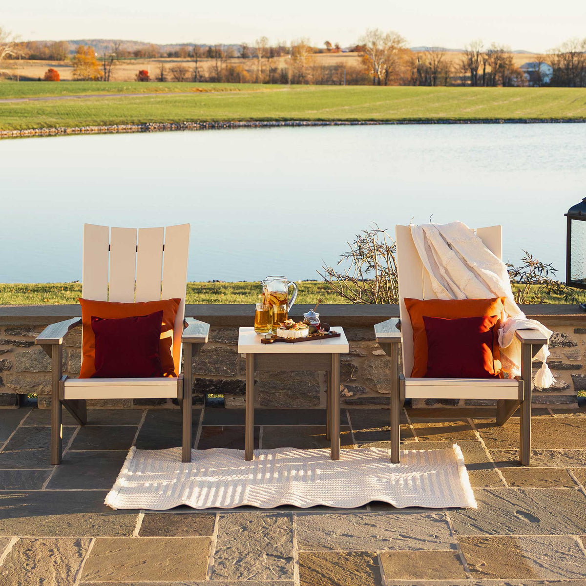Amish Skyward Adirondack Poly Patio 2 Chair and Table Set