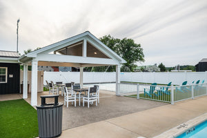 Amish Everyday Value 5-Piece Patio Dining Set: Table, 2 Armchairs & 2 Side Chairs lifestyle photo