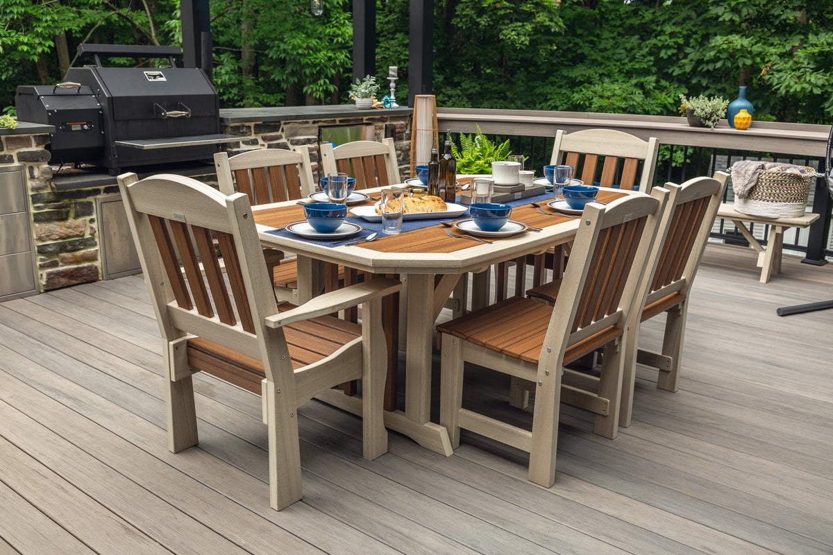 Amish Spanish Garden 6pc Patio Dining Set: Table, 4 Chairs & Bench lifestyle photo