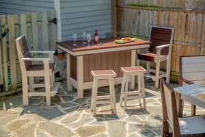 Amish Coastal Modern 5pc Patio Bar Set: Table, 2 Bar Chairs & 2 Barstools lifestyle photo