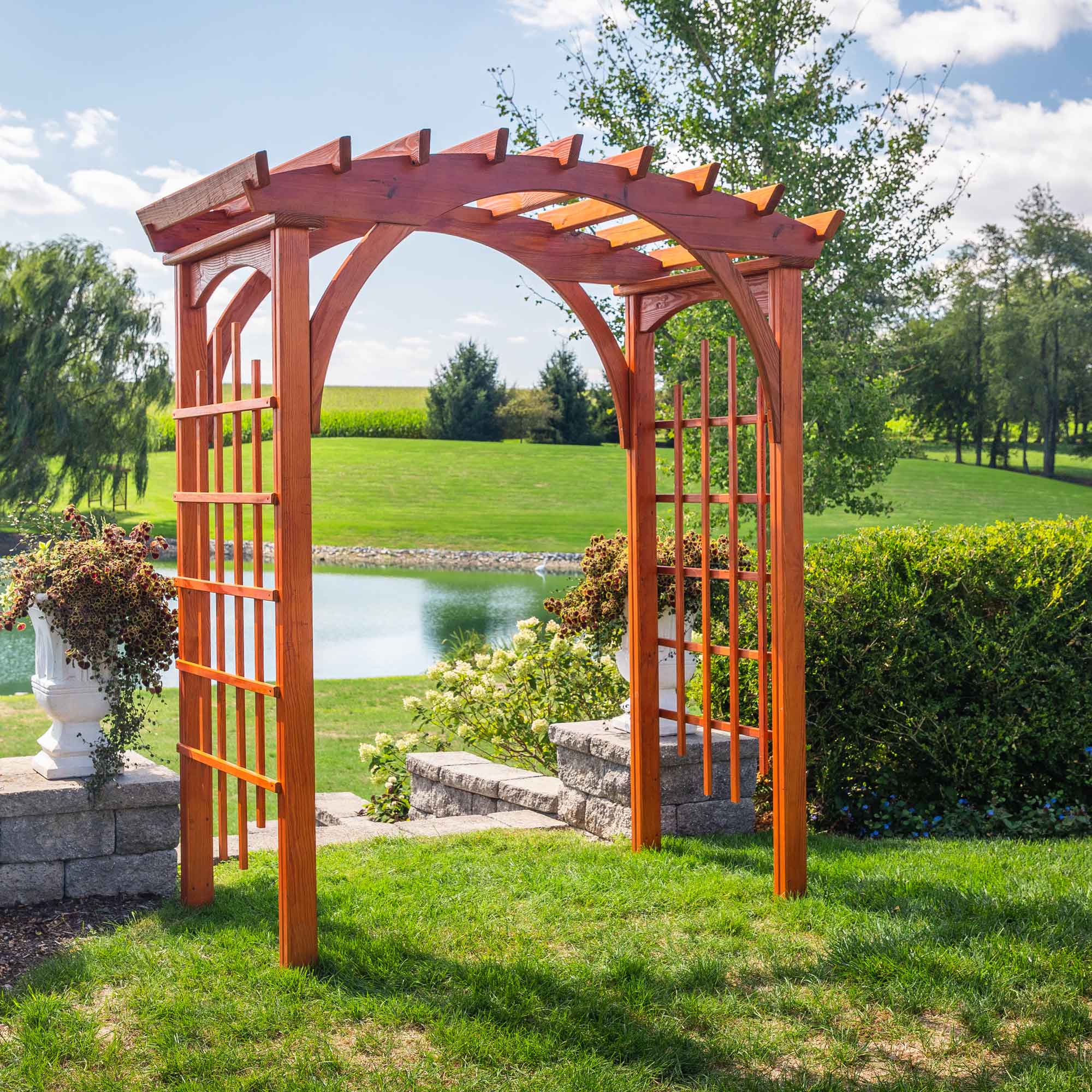 arbor arch wood trellis Small Roman Arch Arbor