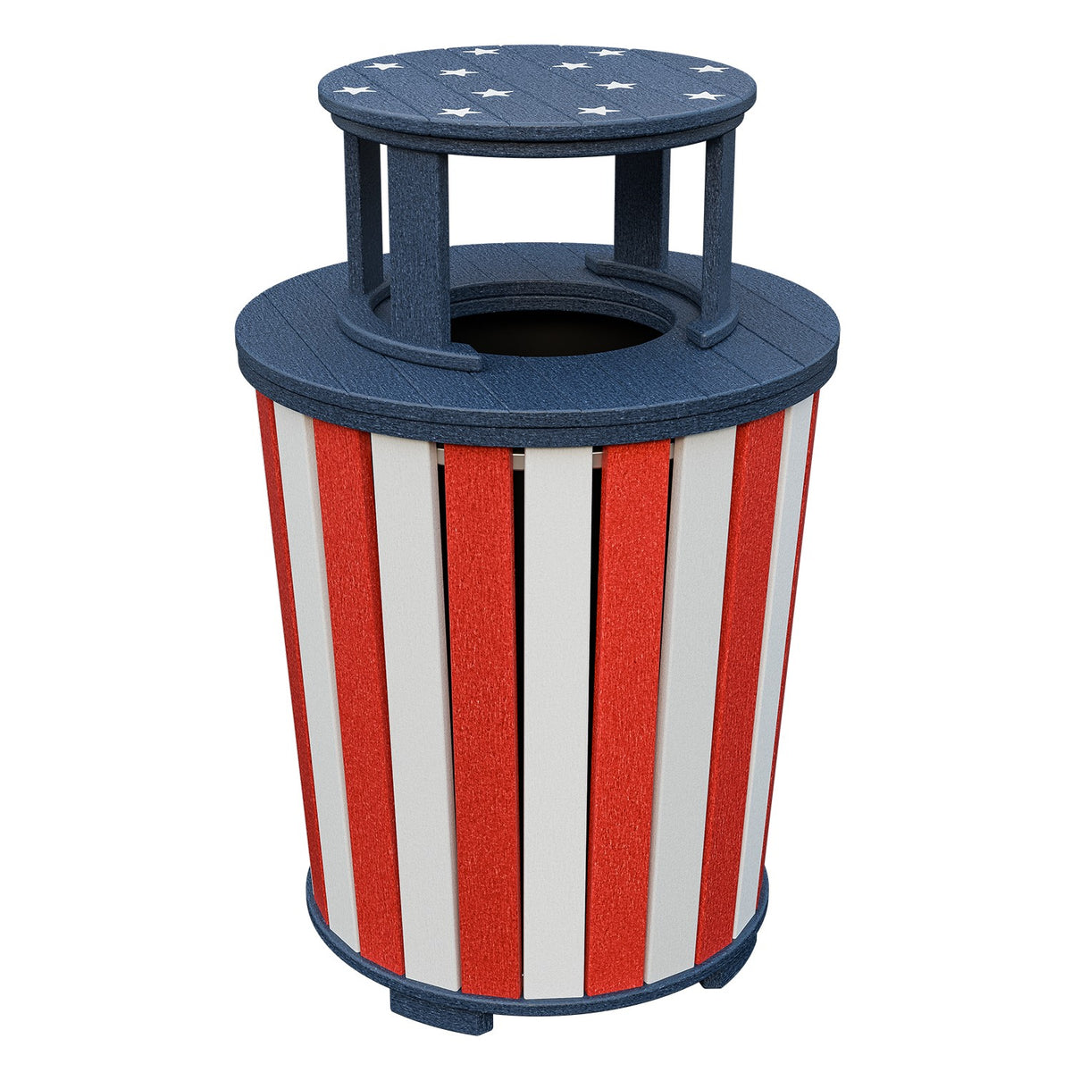 Amish Poly Outdoor Trash Can with Lid in Patriot