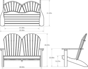 Amish Adirondack 4' Poly Loveseat