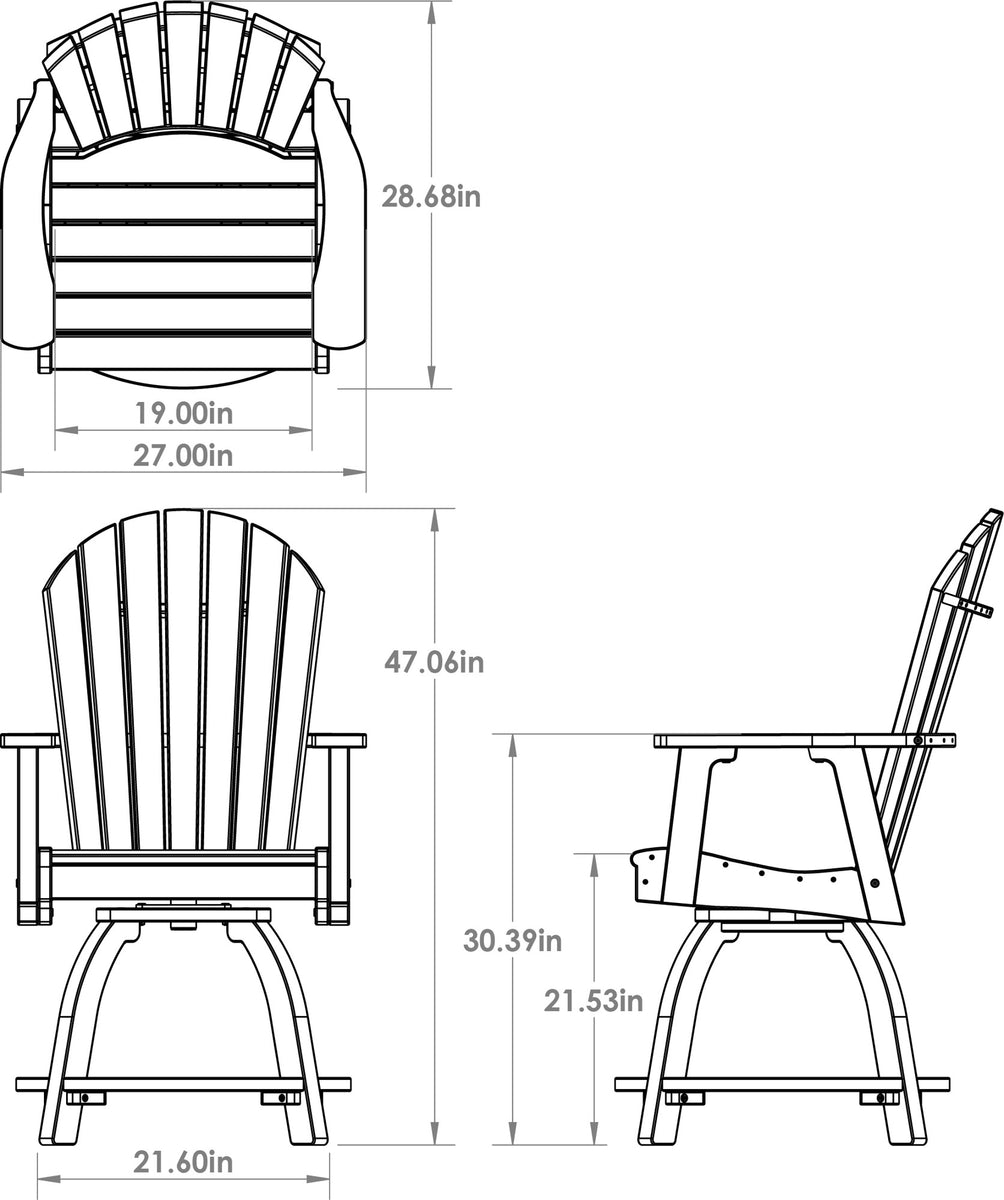 Amish Adirondack Swivel Counter-Height Rocker