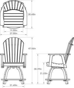 Amish Adirondack Swivel Counter-Height Rocker