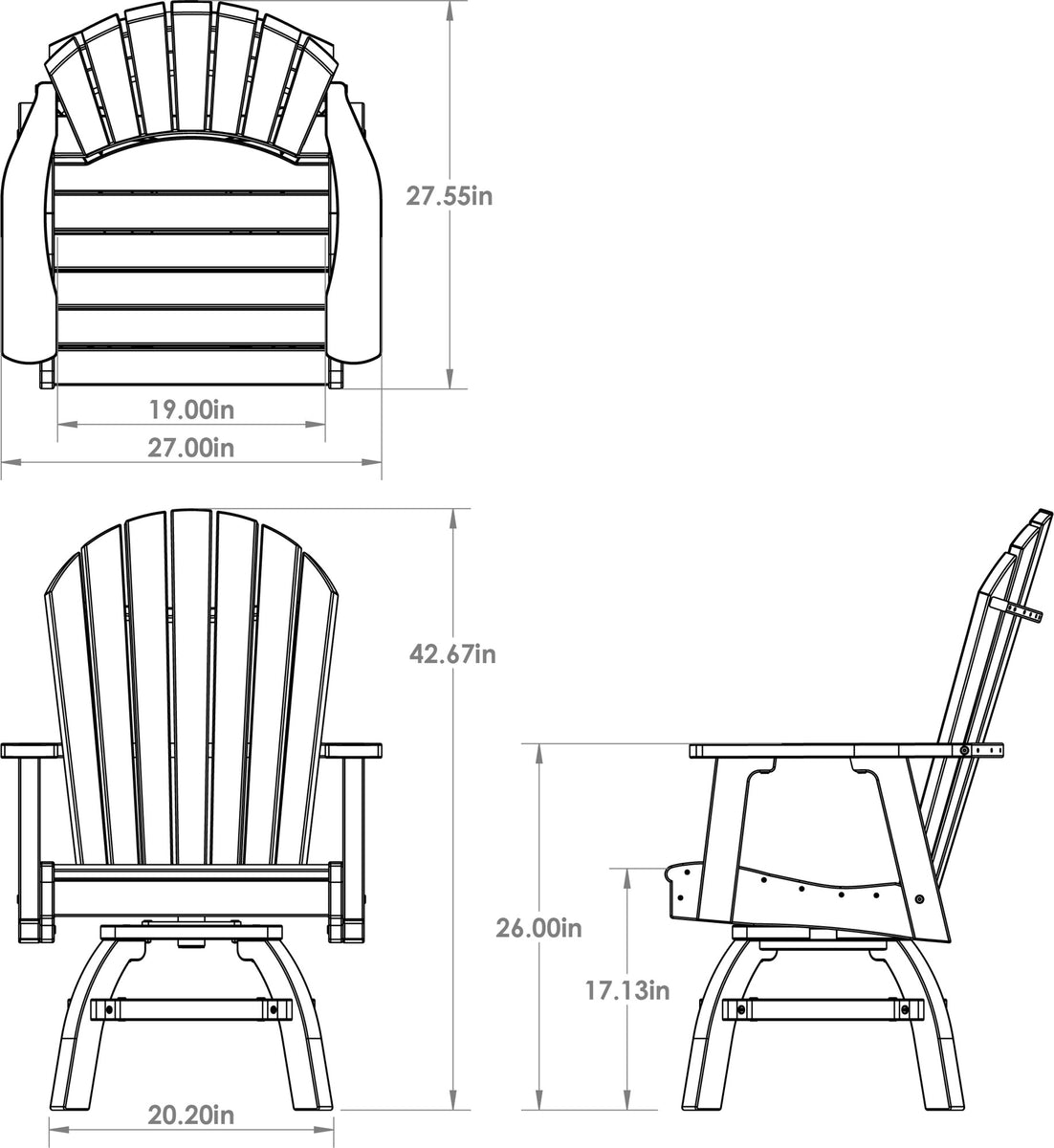 Amish Adirondack Swivel Dining Rocker