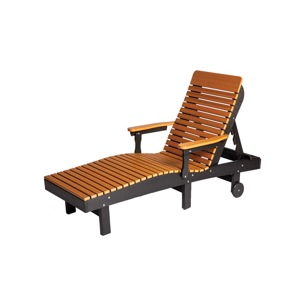 Wooden lounge chair with black frame on a white background