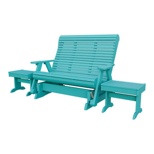 Amish Rollback 3pc Glider Set: 5' Glider & 2 End Tables in Aruba Blue