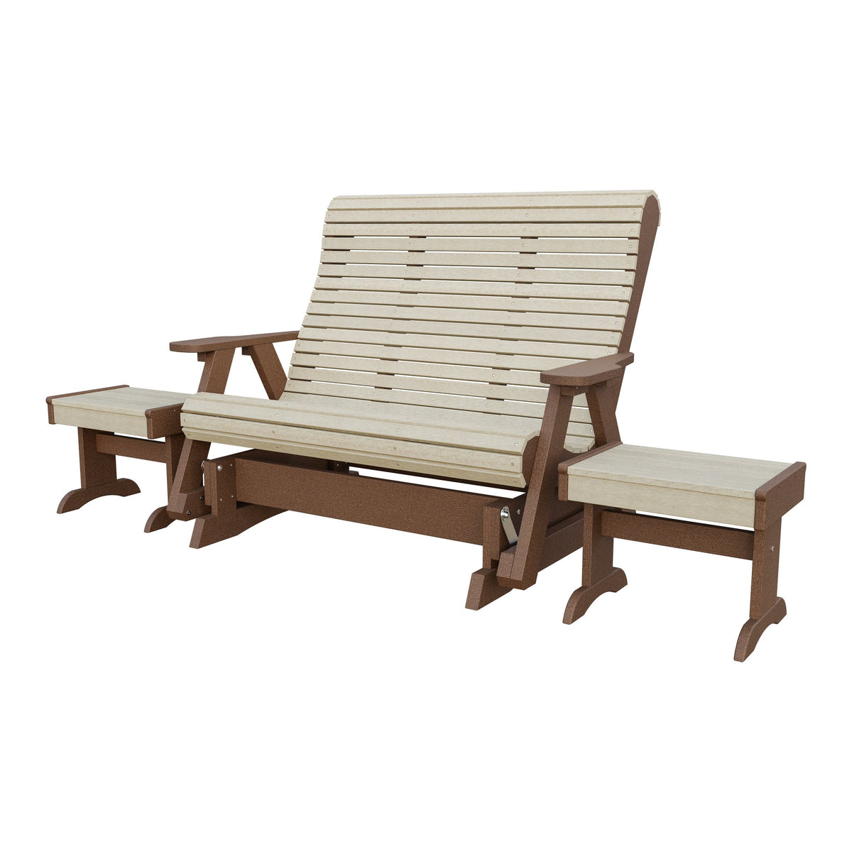 Amish Rollback 3pc Glider Set: 5' Glider & 2 End Tables in Birchwood & Tudor Brown