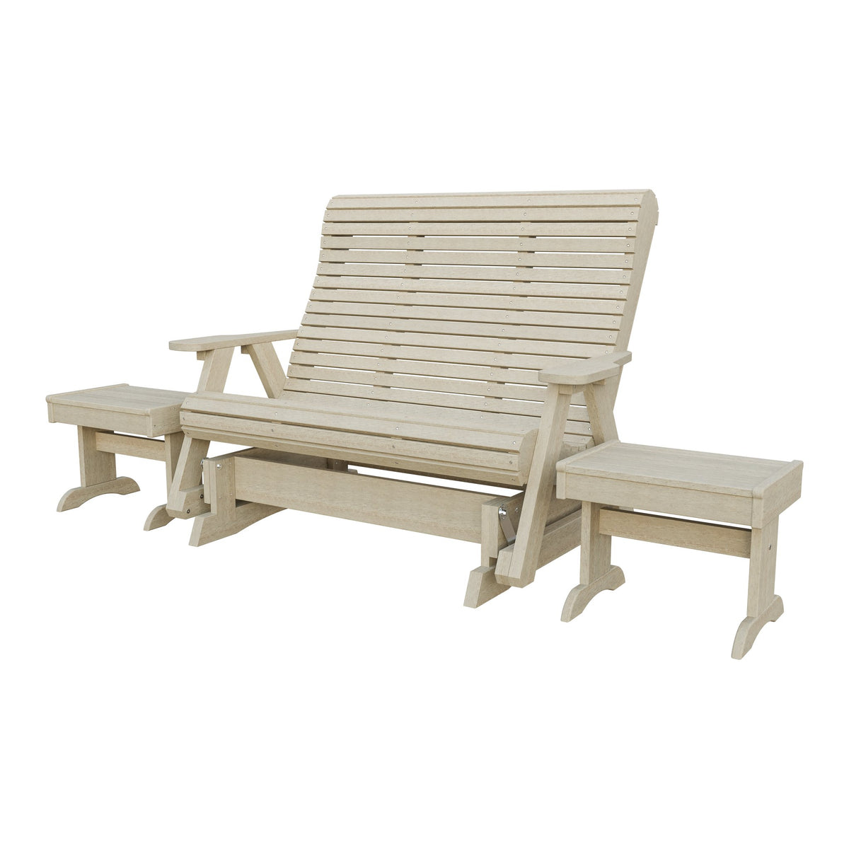 Amish Rollback 3pc Glider Set: 5' Glider & 2 End Tables in Birchwood
