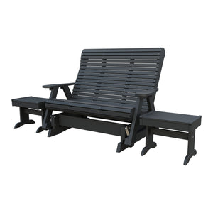 Amish Rollback 3pc Glider Set: 5' Glider & 2 End Tables in Black