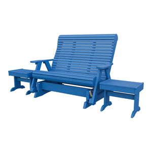 Amish Rollback 3pc Glider Set: 5' Glider & 2 End Tables in Blue