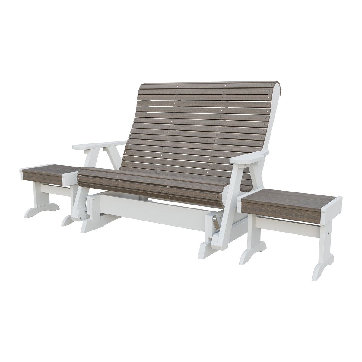 Amish Rollback 3pc Glider Set: 5' Glider & 2 End Tables in Brazilian Walnut & White