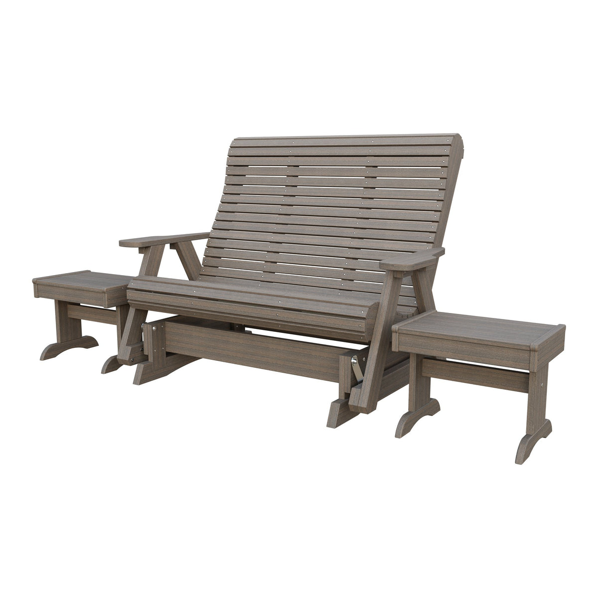 Amish Rollback 3pc Glider Set: 5' Glider & 2 End Tables in Brazilian Walnut