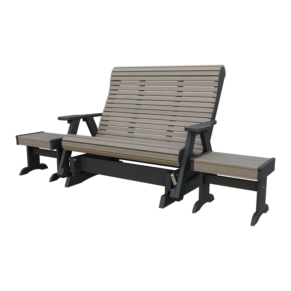 Amish Rollback 3pc Glider Set: 5' Glider & 2 End Tables in Coastal Gray & Black