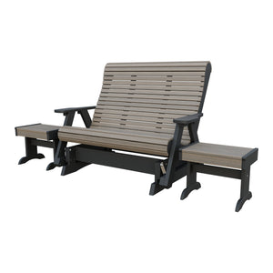 Amish Rollback 3pc Glider Set: 5' Glider & 2 End Tables in Coastal Gray & Black