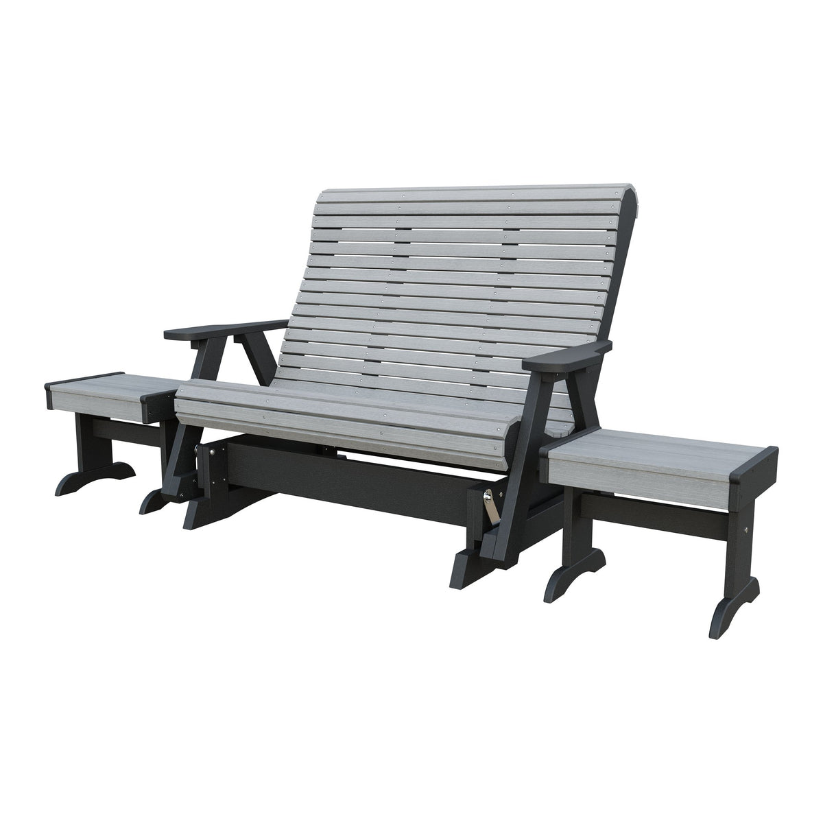 Amish Rollback 3pc Glider Set: 5' Glider & 2 End Tables in Driftwood Gray & Black