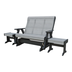 Amish Rollback 3pc Glider Set: 5' Glider & 2 End Tables in Driftwood Gray & Black