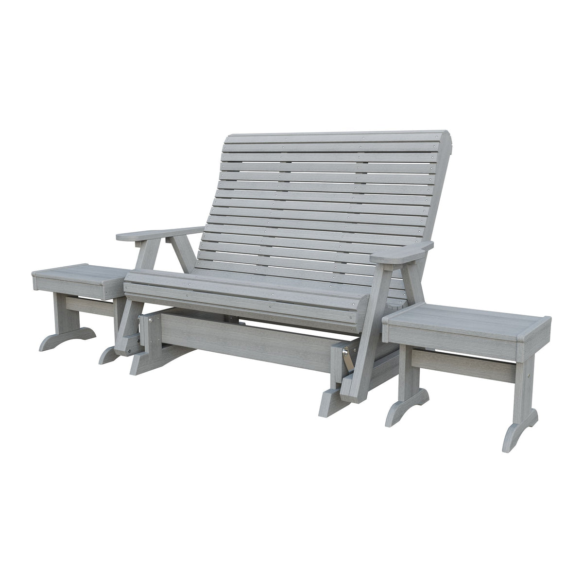 Amish Rollback 3pc Glider Set: 5' Glider & 2 End Tables in Driftwood Gray