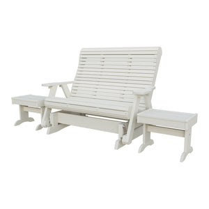 Amish Rollback 3pc Glider Set: 5' Glider & 2 End Tables in Ivory
