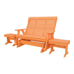 Amish Rollback 3pc Glider Set: 5' Glider & 2 End Tables in Bright Orange