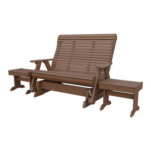 Amish Rollback 3pc Glider Set: 5' Glider & 2 End Tables in Tudor Brown