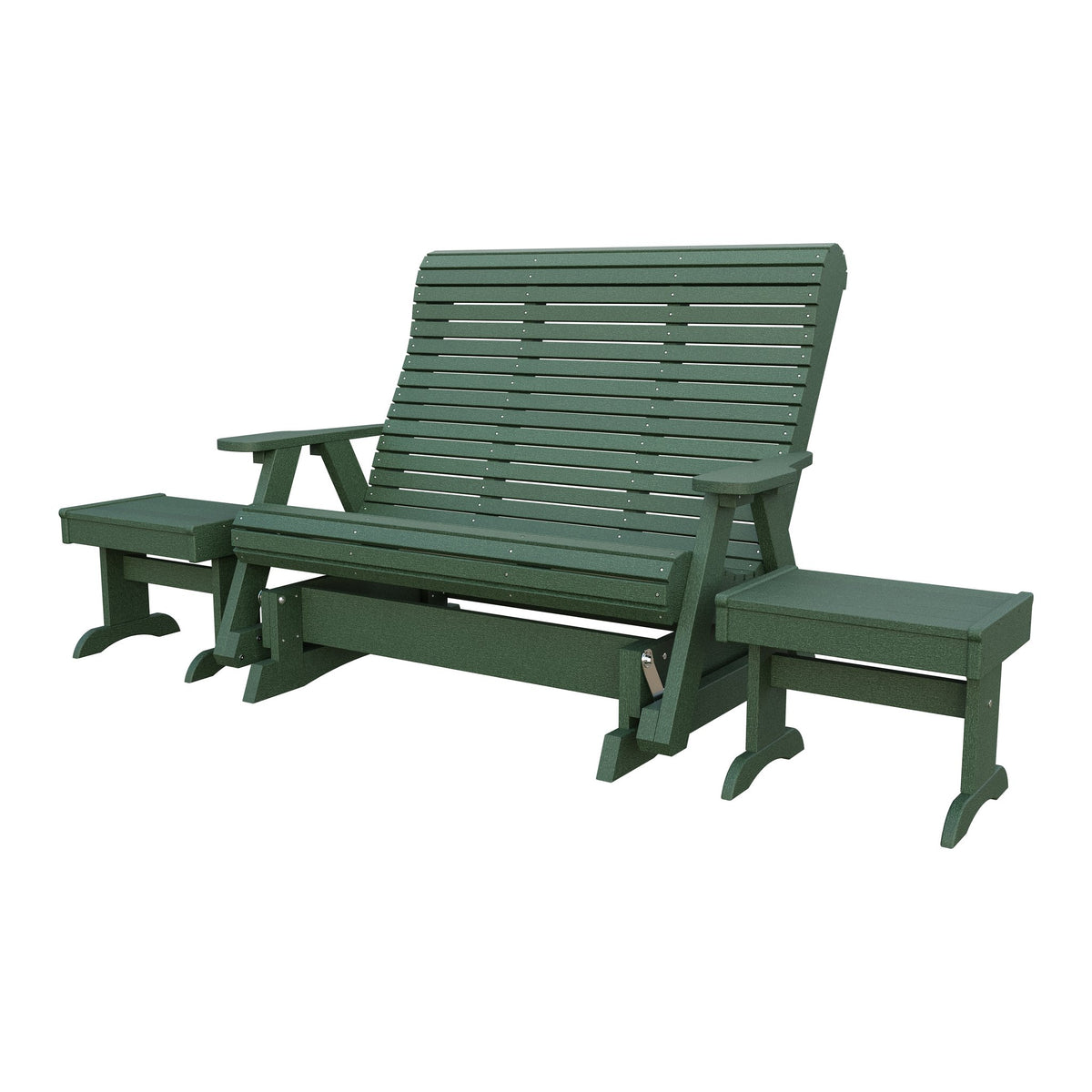 Amish Rollback 3pc Glider Set: 5' Glider & 2 End Tables in Turf Green