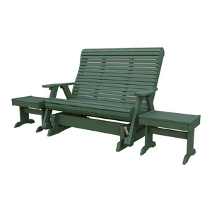 Amish Rollback 3pc Glider Set: 5' Glider & 2 End Tables in Turf Green