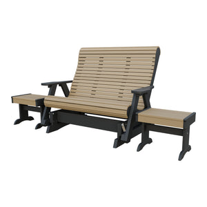 Amish Rollback 3pc Glider Set: 5' Glider & 2 End Tables in Weathered Wood & Black