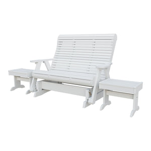 Amish Rollback 3pc Glider Set: 5' Glider & 2 End Tables in Bright White