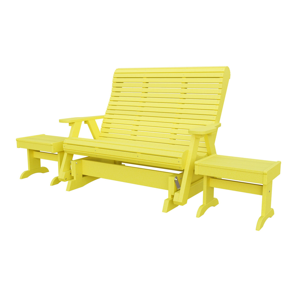 Amish Rollback 3pc Glider Set: 5' Glider & 2 End Tables in Lemon Yellow