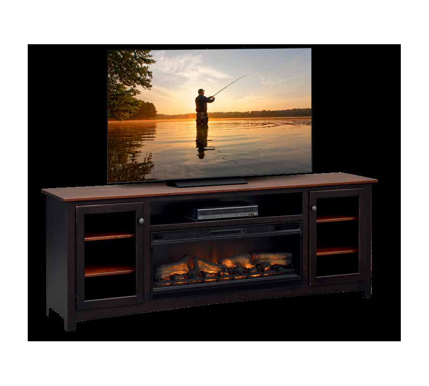 Amish 86" 4-Door TV Stand - Shaker, Mission or Manchester - line drawing