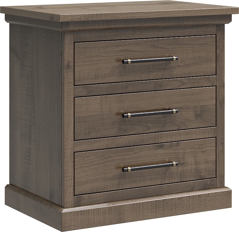 Amish Oia Rustic Barnwood 3 Drawer Nightstand