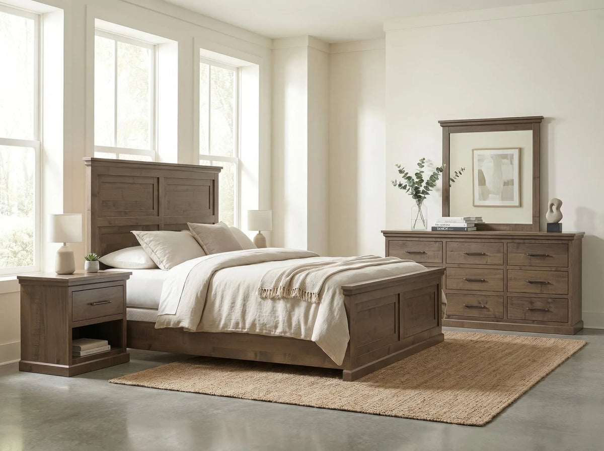 Amish Oia Rustic Barnwood 4pc Bedroom Set